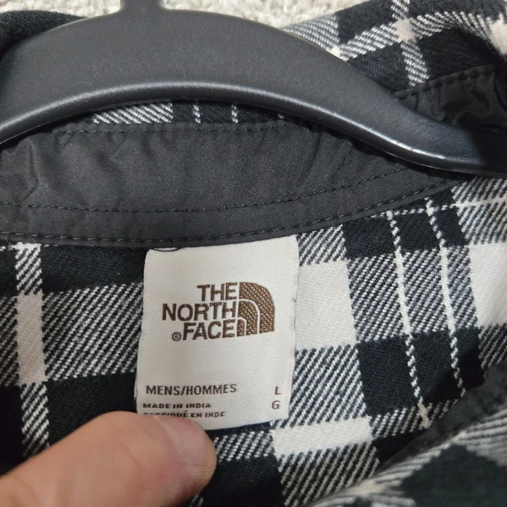 The North Face‎ mid weight Flannel Shirt Black White Plaid mens Large